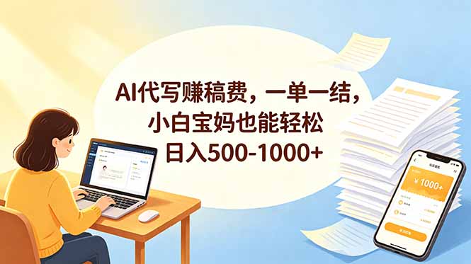 （18772期）AI代写赚稿费，一单一结，小白宝妈也能轻松日入500-1000+-网赚副业网