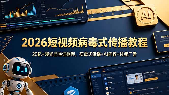 （18986期）2026短视频病毒式传播教程：20亿+曝光已验证框架，病毒式传播+AI内容+付费广告-网赚副业网