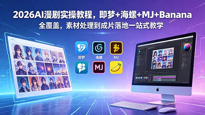 (18774期)2026AI漫剧实操教程,即梦+海螺+MJ+Banana全覆盖,素材处理到成片落地一站式教学-网赚副业网