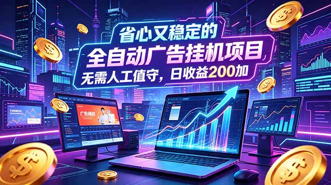 (18899期)全自动广告挂机项目,全程无需人工值守。稳定创收每日收益200+-网赚副业网