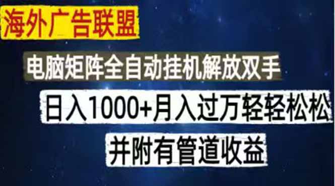 （18989期）海外广告联盟每天几分钟日入1000+无脑操作，可矩阵并附有管道收益-网赚副业网