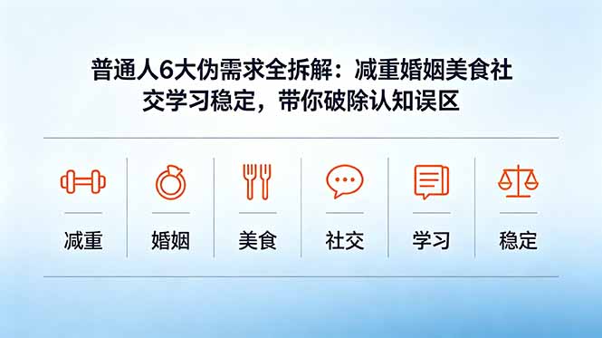 (18724期)付费文章:普通人6大伪需求全拆解:减重婚姻美食社交学习稳定,带你破除认知误区-网赚副业网