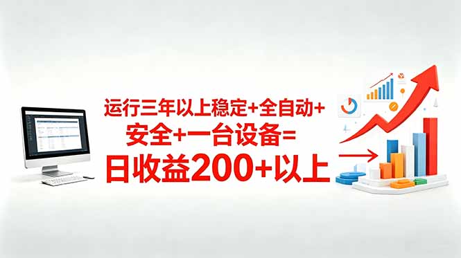 (18773期)三年以上稳定+全自动+安全+一台设备=日收益200+-网赚副业网