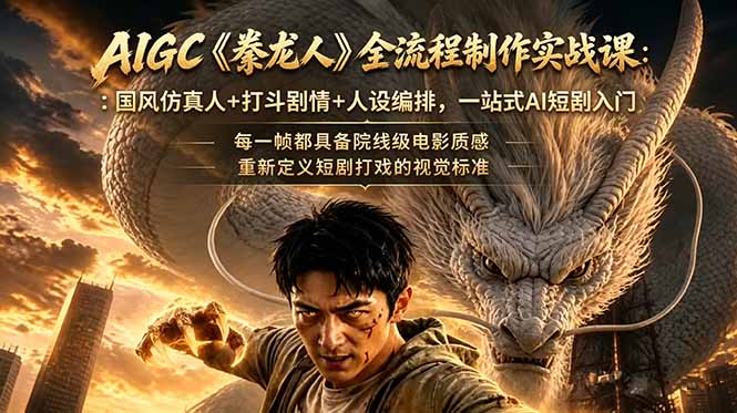 (18849期)AIGC《豢龙人》全流程制作实战课:国风仿真人+打斗剧情+人设编排,一站式AI短剧入门-网赚副业网