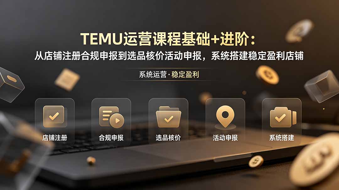 (19081期)TEMU运营课程(基础+进阶):从店铺注册合规申报到选品核价活动申报,系统搭建稳定盈利店铺-网赚副业网