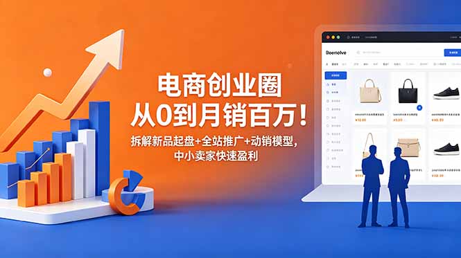 (18831期)电商创业圈从0到月销百万!拆解新品起盘+全站推广+动销模型,中小卖家快速盈利-网赚副业网