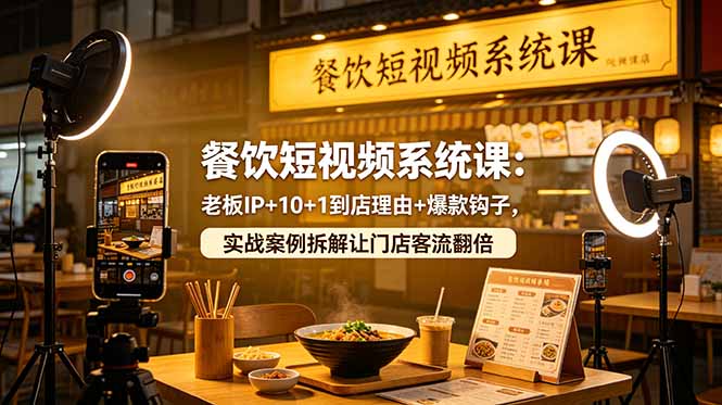 (18712期)餐饮短视频系统课:老板IP+10+1到店理由+爆款钩子,实战案例拆解让门店客流翻倍-网赚副业网