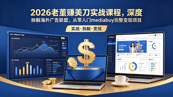 (18935期)2026老董赚美刀实战课程,深度拆解海外广告联盟,从零入门mediabuy完整变现项目-网赚副业网