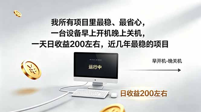 (19095期)近年最稳挂机副业,一台设备轻松增收。早开晚关,电脑挂机每日稳定收益200+-网赚副业网