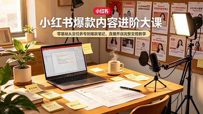(19118期)小红书爆款内容进阶大课,零基础从定位养号到爆款笔记,直播开店完整变现教学-网赚副业网