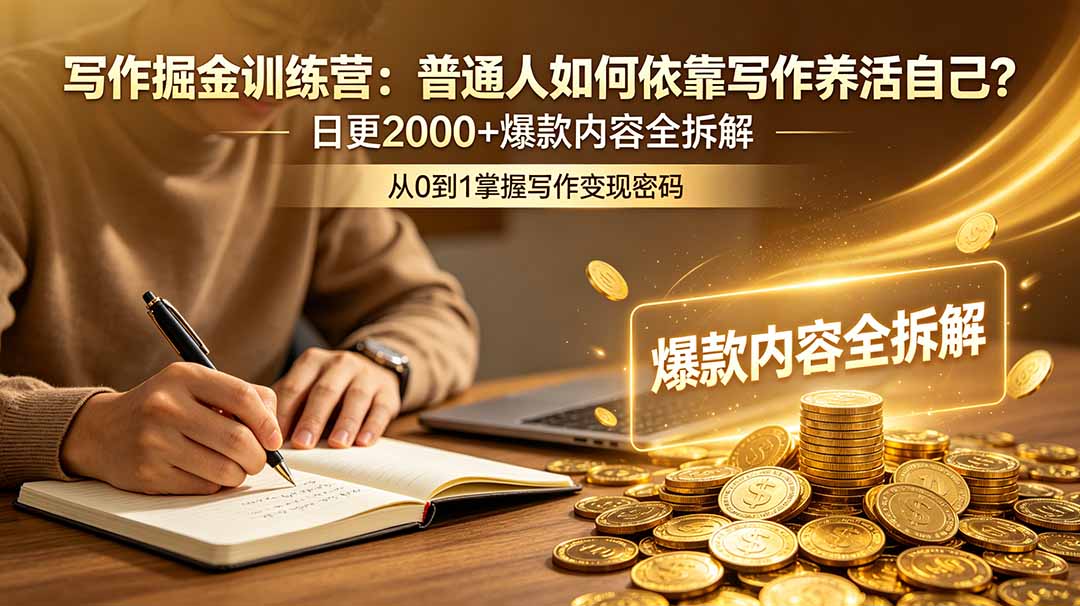 (18901期)写作掘金训练营:普通人如何依靠写作养活自己?日更2000+爆款内容全拆解-网赚副业网
