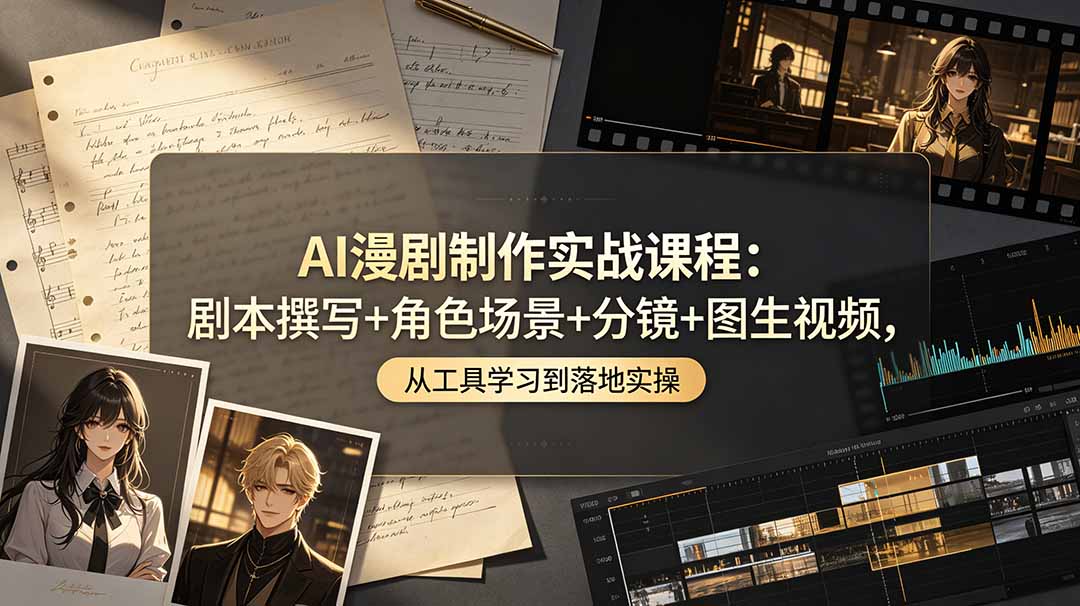(19020期)AI漫剧制作实战课程:剧本撰写+角色场景+分镜+图生视频,从工具学习到落地实操-网赚副业网
