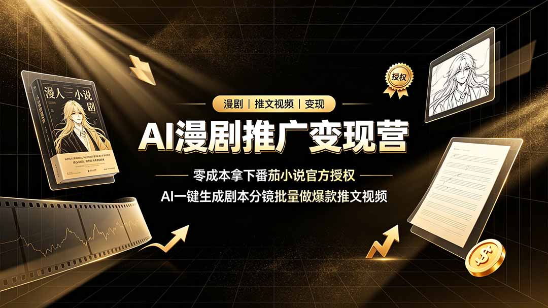 (19193期)AI漫剧推广变现营,零成本拿下番茄小说官方授权,AI一键生成剧本分镜批量做爆款推文视频-网赚副业网