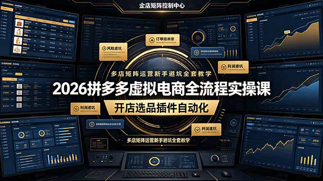 (19136期)2026拼多多虚拟电商全流程实操课,开店选品插件自动化,多店矩阵运营新手避坑全套教学-网赚副业网