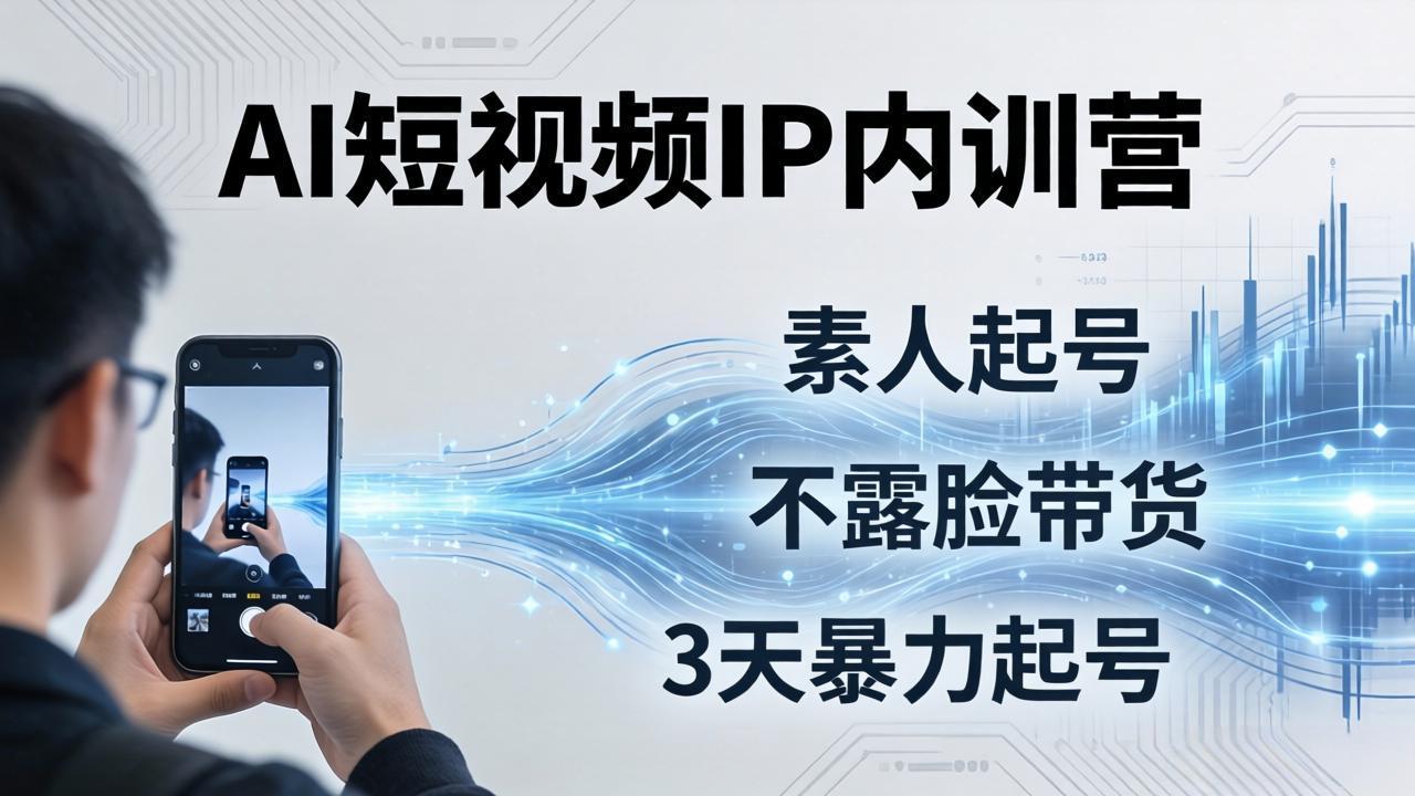 (19208期)2026AI短视频IP内训营-更新:从素人起号到不露脸带货,3天暴力起号全流程拆解-网赚副业网