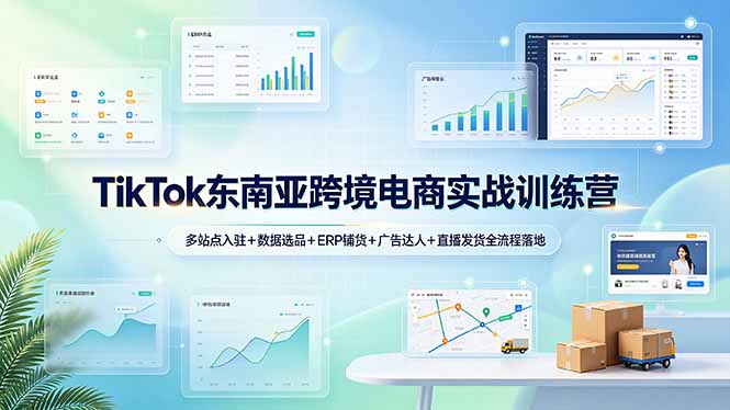 (19155期)TikTok东南亚跨境电商实战训练营:多站点入驻+数据选品+ERP铺货+广告达人+直播发货全流程落地-网赚副业网