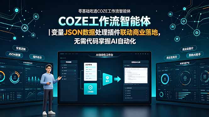 (19243期)零基础吃透COZE工作流智能体|变量JSON数据处理插件联动商业落地,无需代码掌握AI自动化-网赚副业网