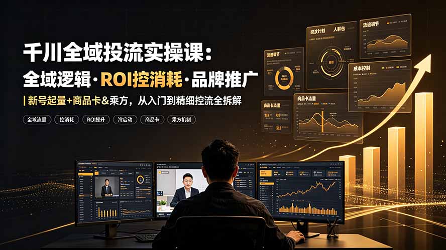 (19249期)千川全域投流实操课:全域逻辑·ROI控消耗·品牌推广|新号起量+商品卡&乘方,从入门到精细控流全拆解-网赚副业网