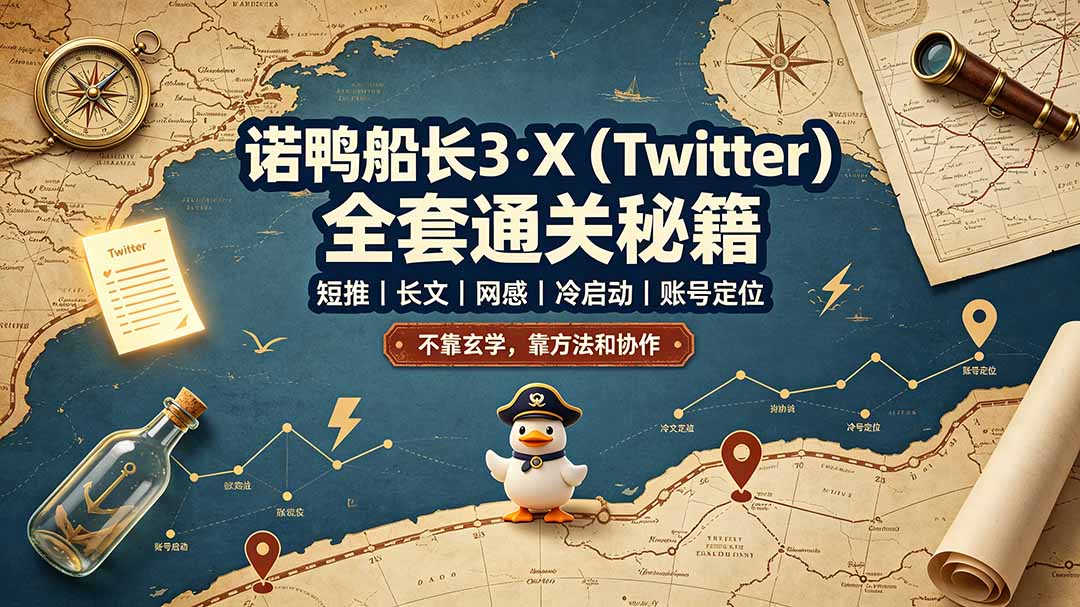 (19215期)诺鸭船长3·X(Twitter)全套通关秘籍,短推、长文、网感、冷启动、账号定位,不靠玄学,靠方法和协作-网赚副业网