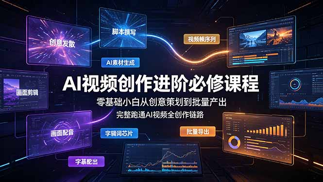 (19159期)AI视频创作进阶必修课程:零基础小白从创意策划到批量产出,完整跑通AI视频全创作链路-网赚副业网