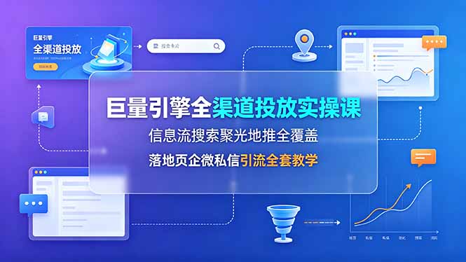 (19181期)巨量引擎全渠道投放实操课,信息流搜索聚光地推全覆盖,落地页企微私信引流全套教学-网赚副业网