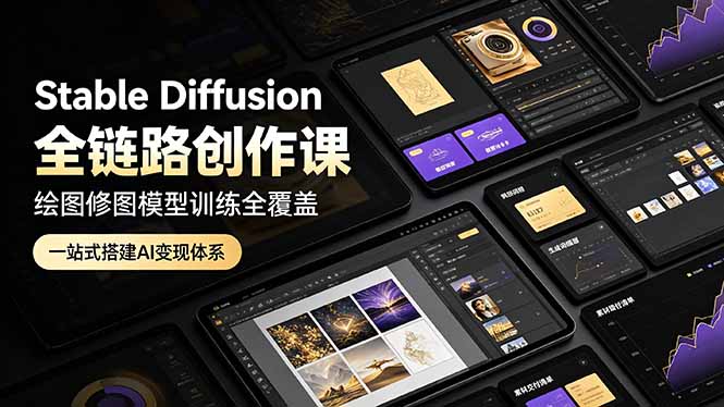 (19154期)Stable Diffusion全链路创作课,绘图修图模型训练全覆盖,一站式搭建AI变现体系-网赚副业网