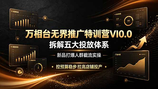 (19184期)万相台无界推广特训营VI0.0,拆解五大投放体系,新品打爆人群截流实操,控预算稳步拉高店铺投产-网赚副业网