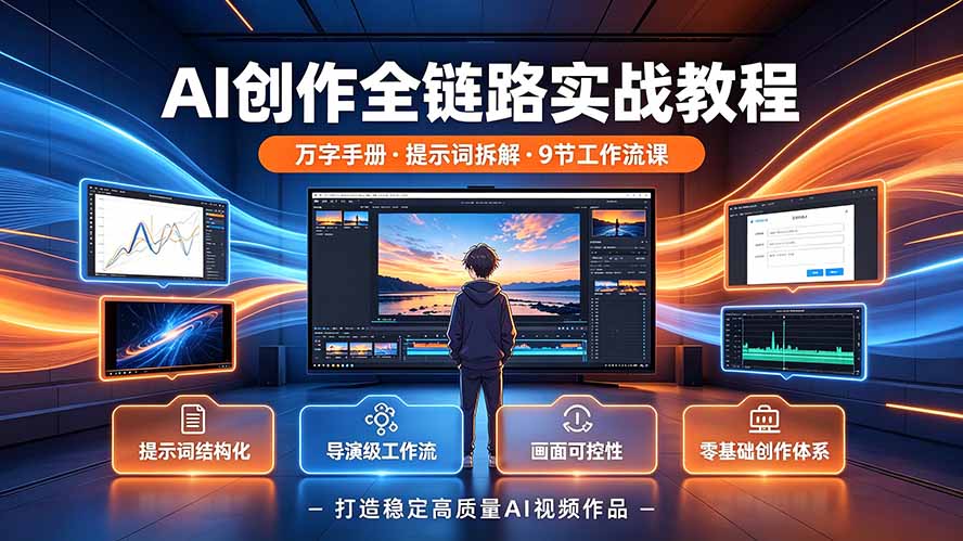 (19247期)AI创作全链路实战教程|万字手册·提示词拆解·9节工作流课,打造稳定高质量AI视频作品-网赚副业网
