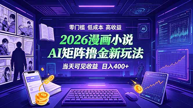 (19219期)爆款小说漫画大阅读 ai矩阵操作 当天可见收益 日入400+ 零门槛 高收益-网赚副业网
