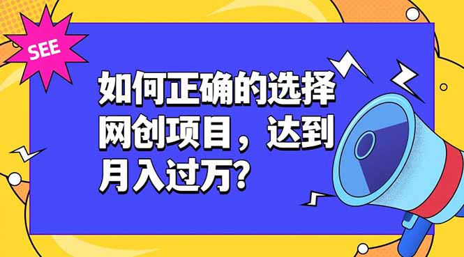 (19176期)如何正确的选择网创项目,达到月入过万?,本课程教你正确选择项目。-网赚副业网
