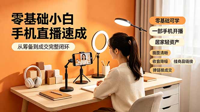 (19231期)零基础小白手机直播速成,从筹备到成交完整闭环,适配苹果安卓系统,解决杂音卡顿留人难问题-网赚副业网