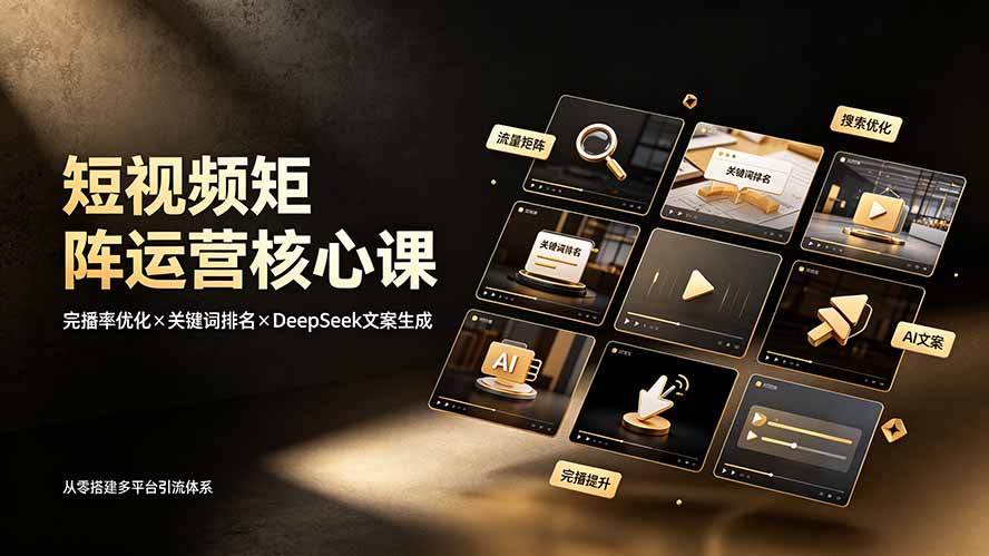 (19259期)短视频矩阵运营核心课:完播率优化×关键词排名×DeepSeek文案生成,从零搭建多平台引流体系-网赚副业网