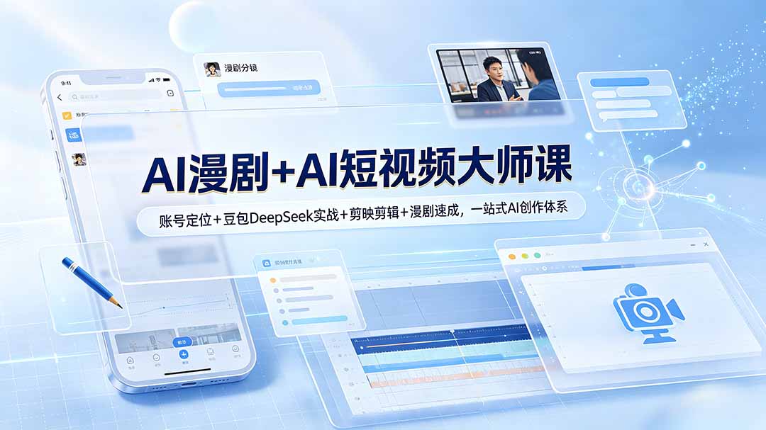(19147期)AI漫剧+AI短视频大师课:账号定位+豆包DeepSeek实战+剪映剪辑+漫剧速成,一站式AI创作体系-网赚副业网