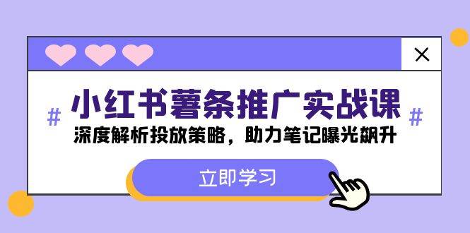 小红书-薯 条 推 广 实战课：深度解析投放策略，助力笔记曝光飙升-网赚资源网