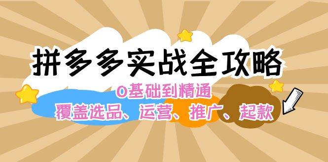 拼多多实战全攻略：0基础到精通，覆盖选品、运营、推广、起款-网赚资源网