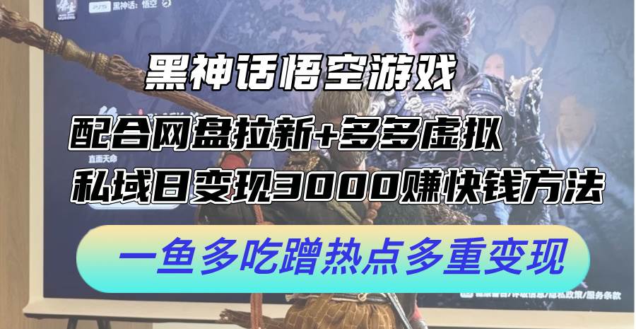 黑神话悟空游戏配合网盘拉新+多多虚拟+私域日变现3000+赚快钱方法。…-网赚资源网