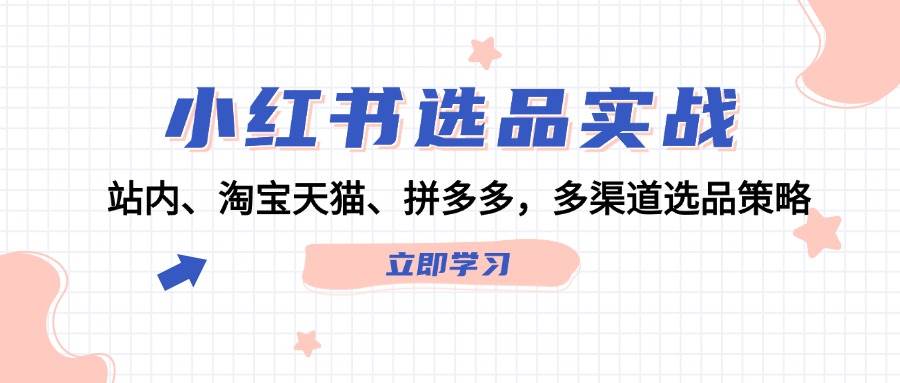 小红书选品实战：站内、淘宝天猫、拼多多，多渠道选品策略-网赚资源网